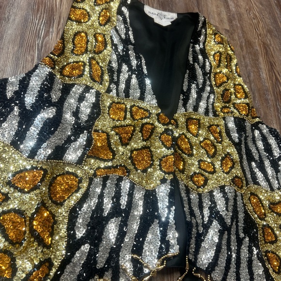 Vintage Black and gold sequin vest with tassels - Picture 2 of 5